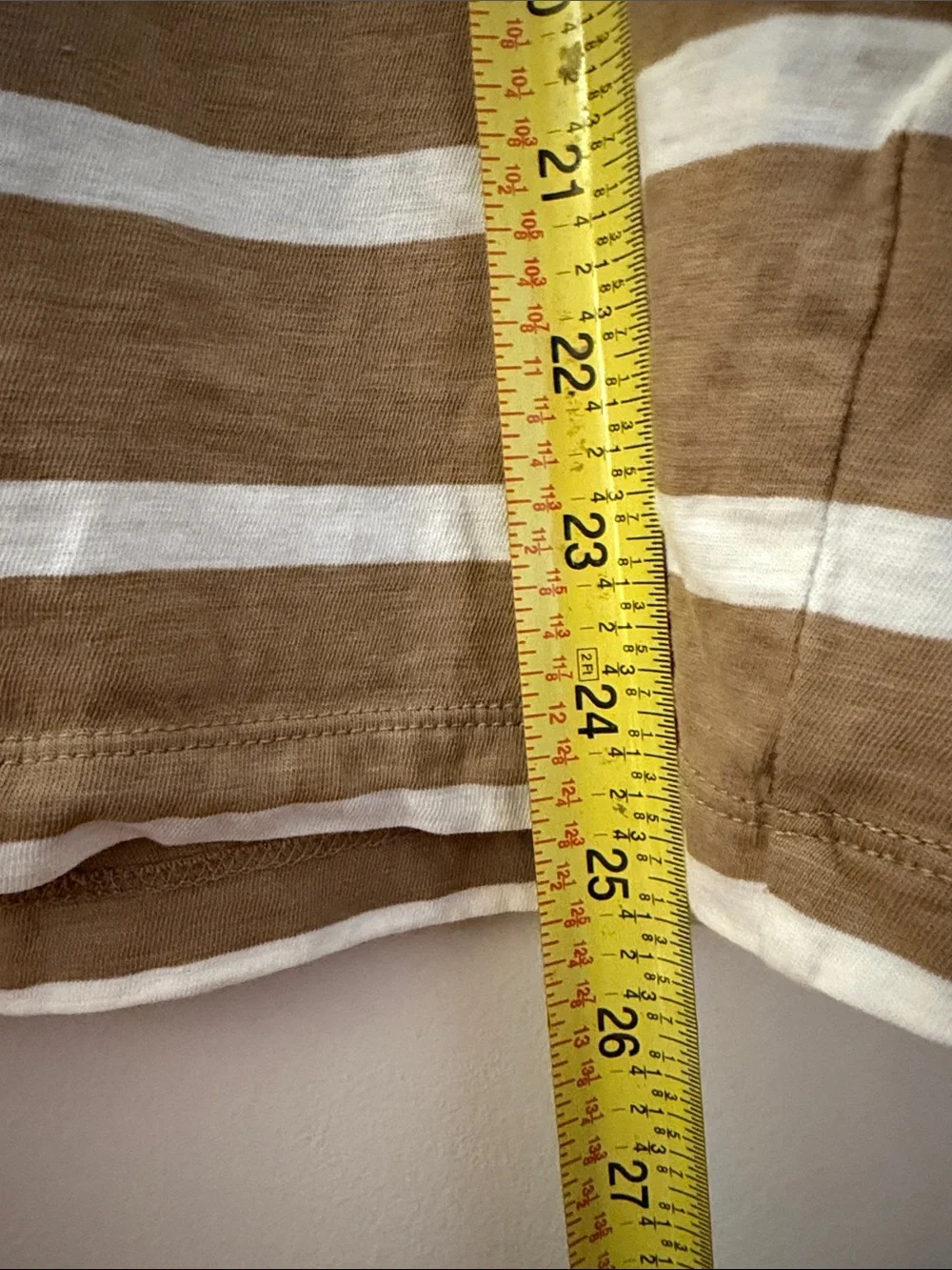 J.Crew Long Sleeve Stripe Tee camel ivory crewneck 100% cotton L